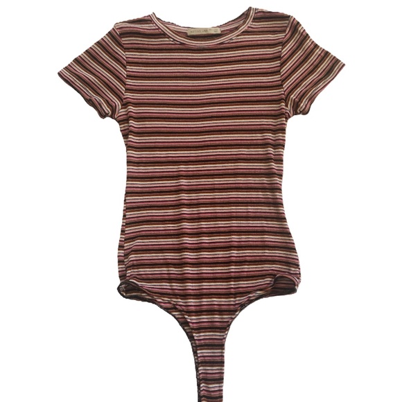 Pacsun Striped Multi-color T-shirt Bodysuit - Picture 1 of 2